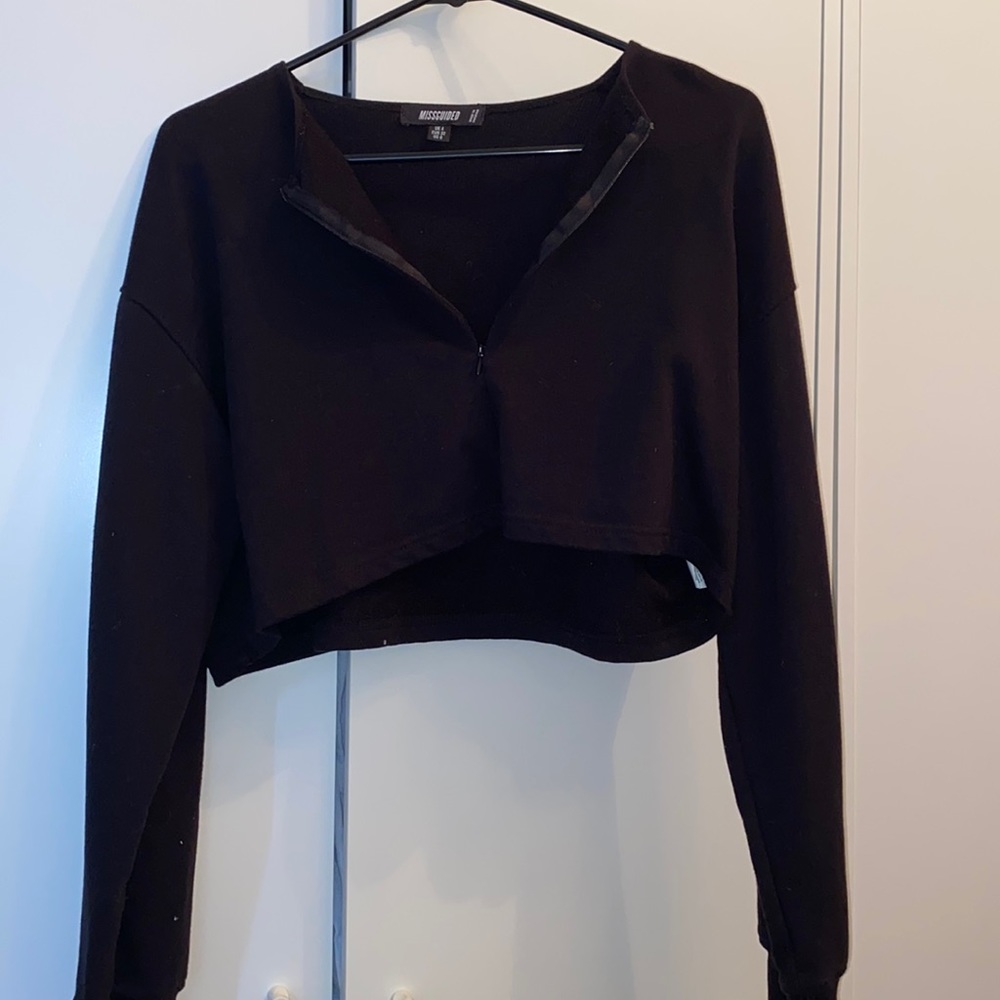 Misguided crop zip sweater